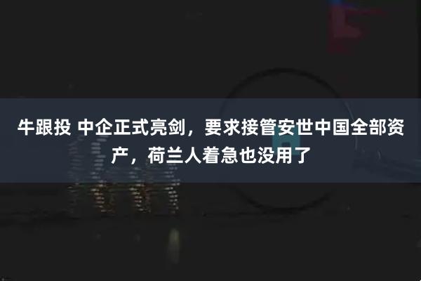 牛跟投 中企正式亮剑，要求接管安世中国全部资产，荷兰人着急也没用了